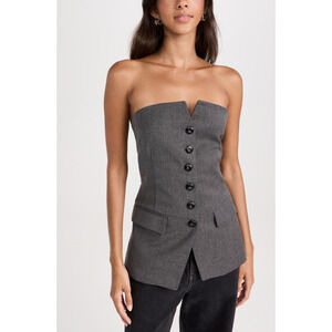 Pixie Market Button Grey Strapless Top Size S